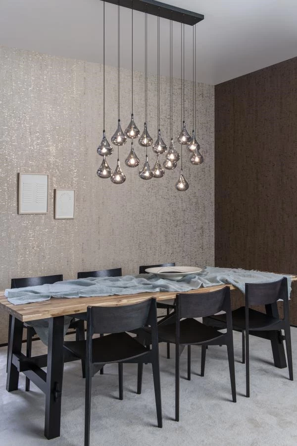 Lucide TEARS - Lámpara colgante - LED Regul. - G4 - 16x1,5W 3000K - Negro - ambiente 1